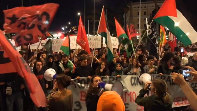 Protests break out across Italy, unions call general strike, as Israel