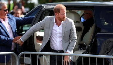 NOTTINGHAM, ENGLAND - SEPTEMBER 09: Prince Harry, Duke of Sussex arrives for a visit to the community recording studio in St. Anns on September 09, 2025 in Nottingham, England. (Photo by Cameron Smith/Getty Images)