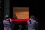 The coffin of late Pope Francis is carried by pallbearers into Santa Maria Maggiore Basilica.