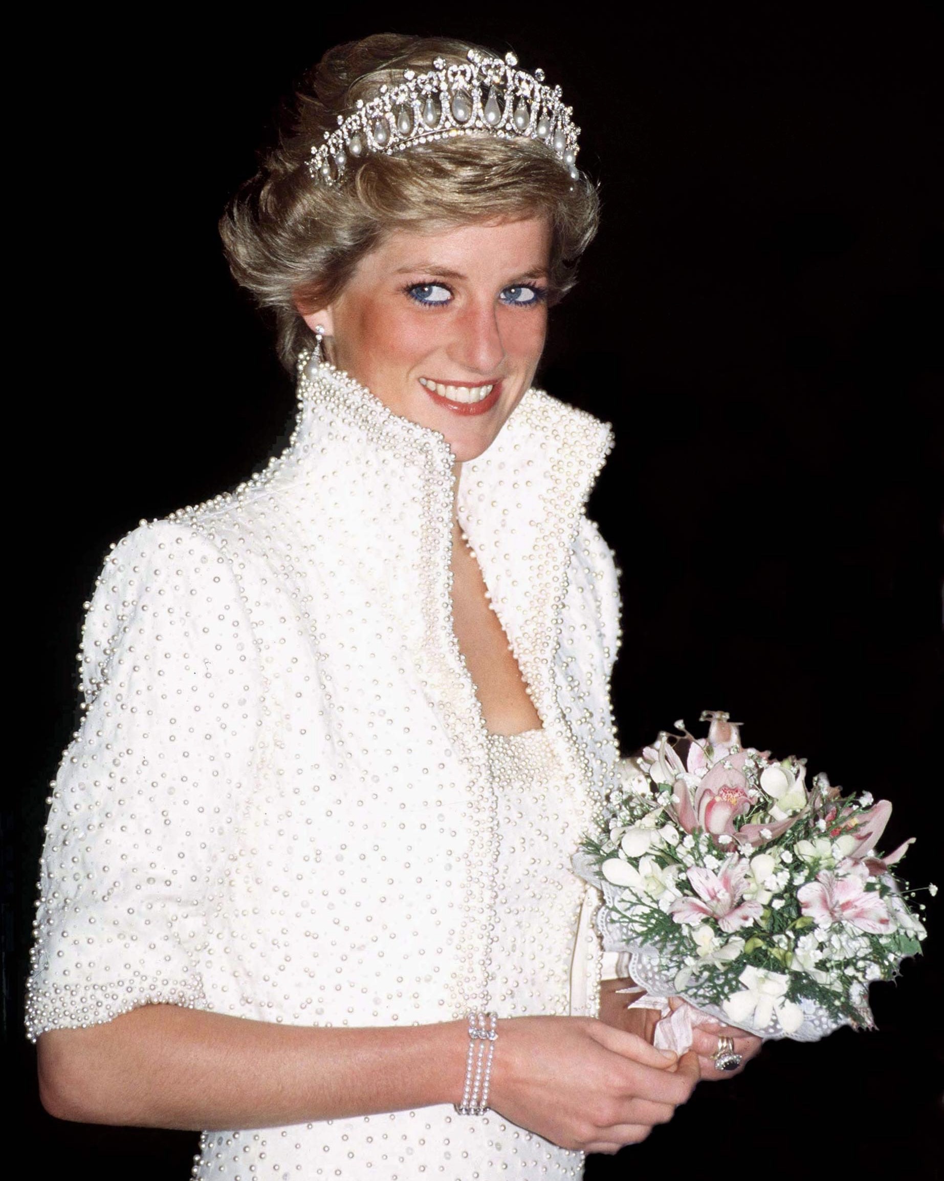 The Royal History of The Cambridge Lover's Knot Tiara 8 Princess Of Wales In Hong Kong Wearing The Elvis Look Designed By Catherine Walker and the Cambridge Lover’s Knot Tiara