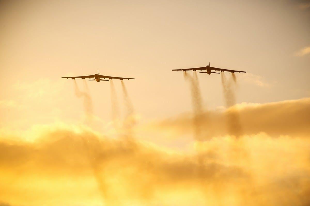 American B-52 bombers in the air near Venezuela