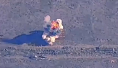 Russian armoured vehicle hits a mine in Siversk direction