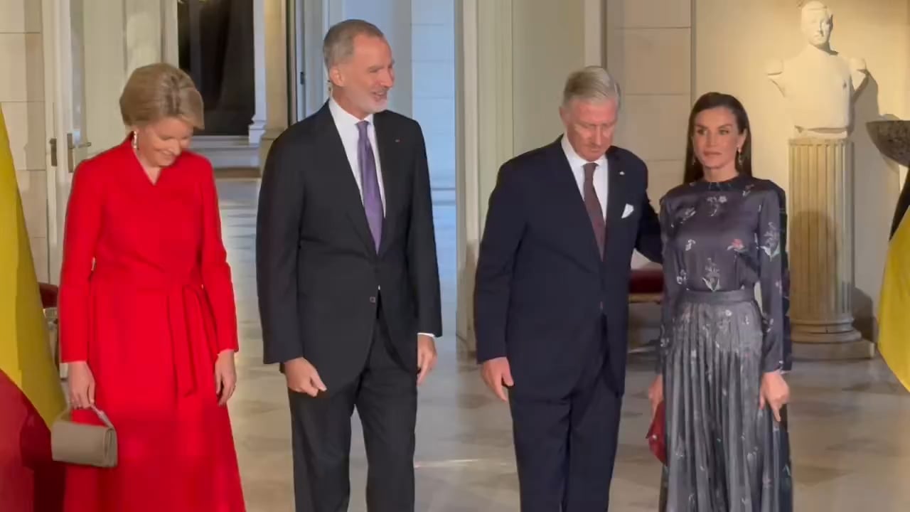 Spain's King Felipe VI and Queen Letizia arrive in Brussels, greeted by Queen Mathilde and King