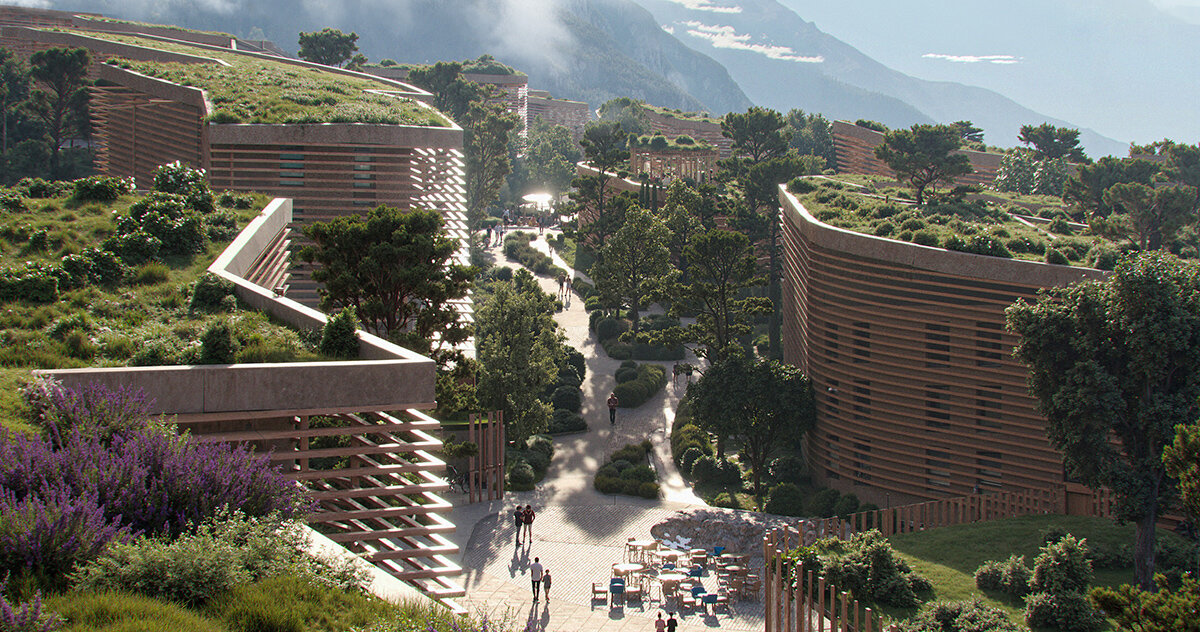 NOA plans walkable neighborhood 'renneria' in italian dolomites