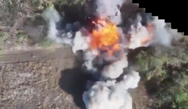 A Russian BMP-3 carrying troops was blown up by an anti-tank mine during an assault on Ukrainian positions in the Donetsk region