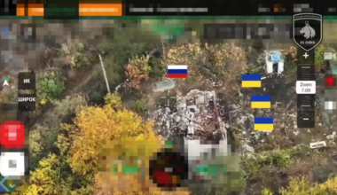 Three Ukrainian stormtroopers of the 25th Assault Battalion, in coordination with a strike drone, capture seven Russian invaders who were hiding in the shelter during the clearing the village of Vilne in the Pokrovsk district of Donetsk region