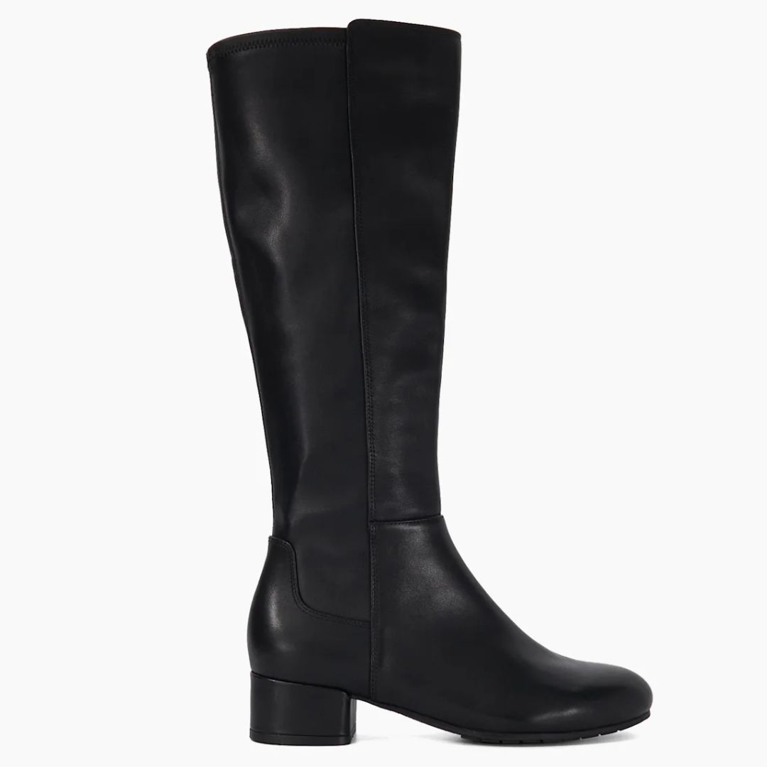 Dune Tayla Black Leather Knee High Boots