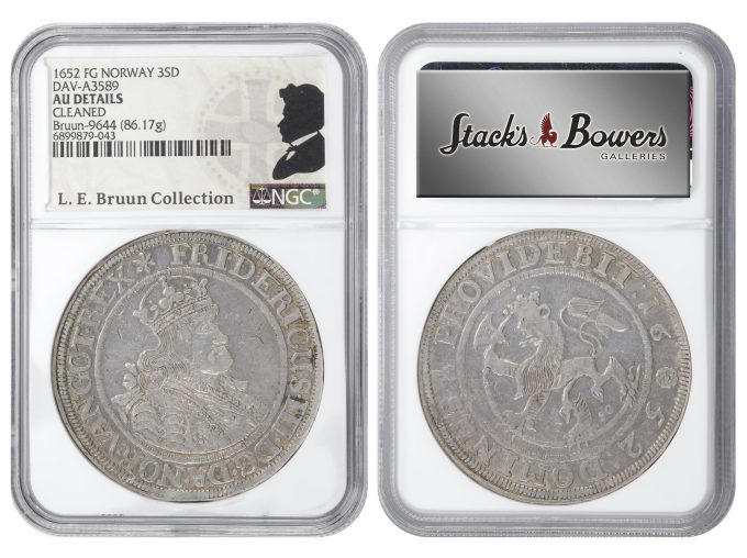 Norway 1652 FG 3 Speciedaler graded NGC AU Details