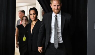 Meghan Markle, left, and Prince Harry, The Duke and Duchess of Sussex, attend the third annual World Mental Health Day Gala, hosted by Project Healthy Minds, at Spring Studios on Oct. 9.
