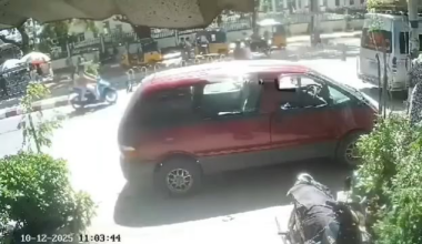 (October 12th) CCTV footage of anti-junta guerrilla cell in Meiktila, Mandalay Region, Myanmar (Burma) throwing a grenade into a junta police truck