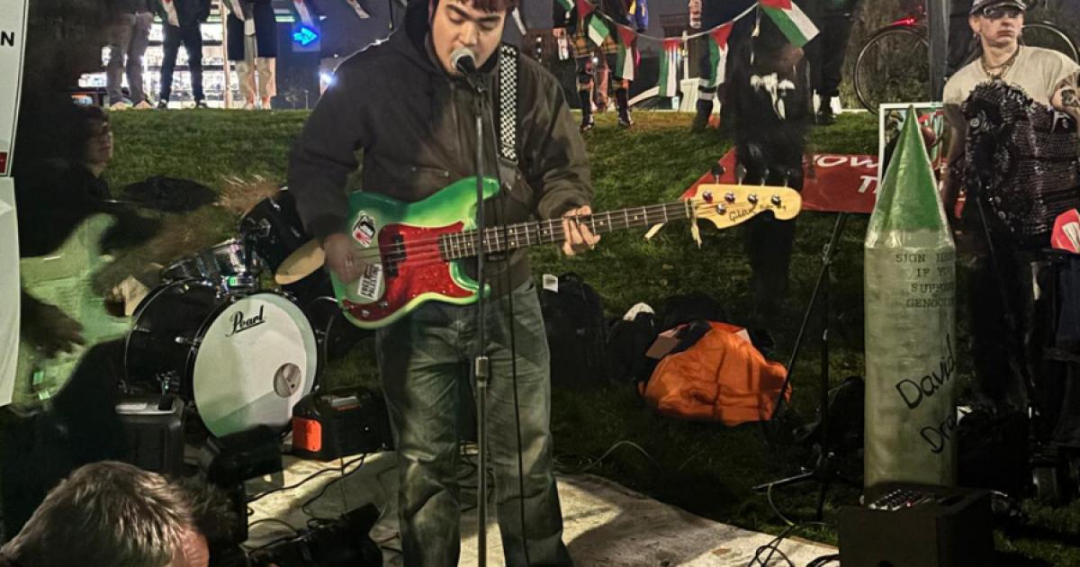 Pro-Palestine protest gig draws crowds outside Disturbed Hydro concert
