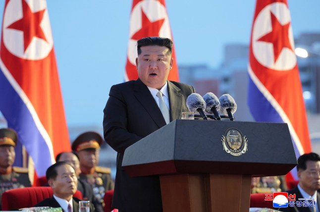 epa12301411 A photo released by the official North Korean Central News Agency (KCNA) shows North Korean leader Kim Jong Un delivering his speech during an event to celebrate the 80th anniversary of Korea's liberation from Japanese colonial rule in Pyongyang, North Korea, 14 August 2025 (issued 15 August 2025). According to KCNA, the celebration took place at the Arch of Triumph Plaza in Pyongyang. EPA/KCNA EDITORIAL USE ONLY