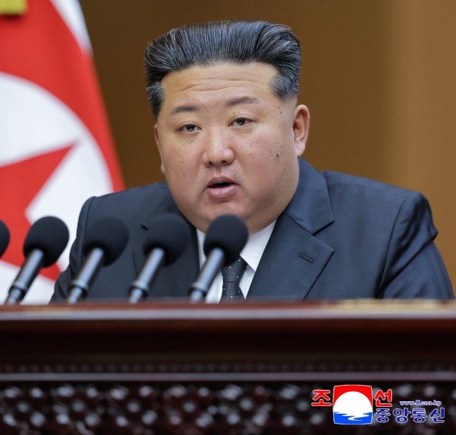 epa12396863 An undated photo released by the official North Korean Central News Agency (KCNA) on 22 September 2025 shows North Korea's leader Kim Jong-un speaking during a session of the Supreme People's Assembly, the country's parliament, at Mansudae Assembly Hall in Pyongyang, North Korea. In the session held on 20 and 21 September 2025, Kim said Pyongyang has an intent to sit down with the United States if Washington drops its 'hollow' obsession with denuclearization, saying he has a good memory of US President Trump. EPA/KCNA EDITORIAL USE ONLY