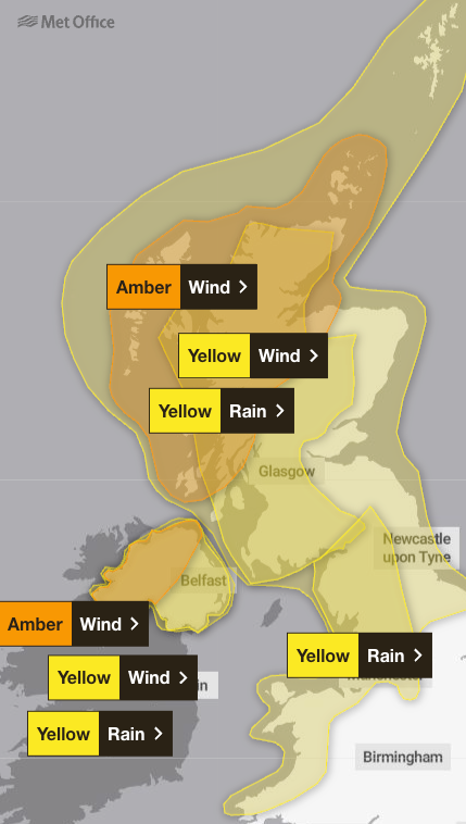 Met Office issue yellow and amber weather warnings across the UK