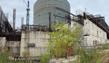 The Unit 2 reactor containment structure is shown at the V.C. Summer Nuclear Station in South Carolina.