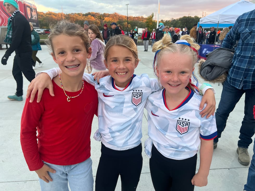 8-year-olds Claire, Everly and Vivian were catching Team USA while also celebrating winning...