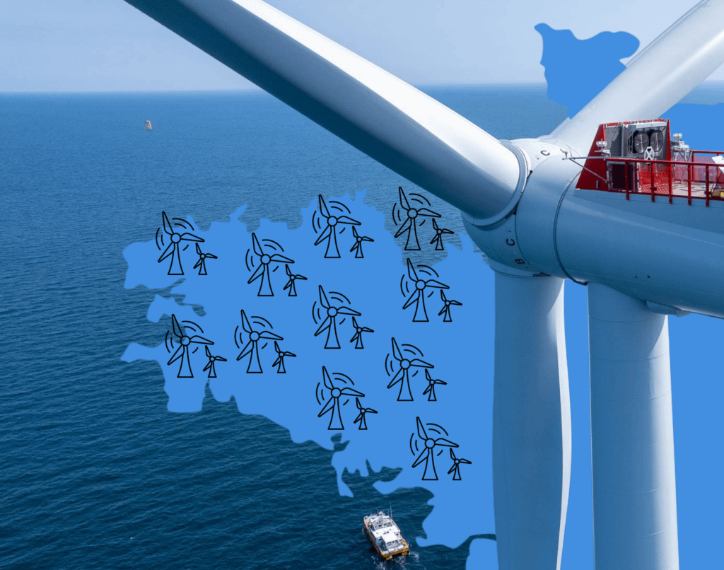 La Bretagne produit aujourd’hui 8 fois plus d’électricité qu’en 2004, portée par l’essor de l’éolien terrestre (les trois quarts de sa production sont désormais d’origine renouvelable)