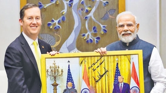 US ambassador-designate Sergio Gor with Prime Minister Narendra Modi during a meeting in Delhi on Saturday (ANI) US ambassador-designate Sergio Gor with Prime Minister Narendra Modi during a meeting in Delhi on Saturday (ANI)