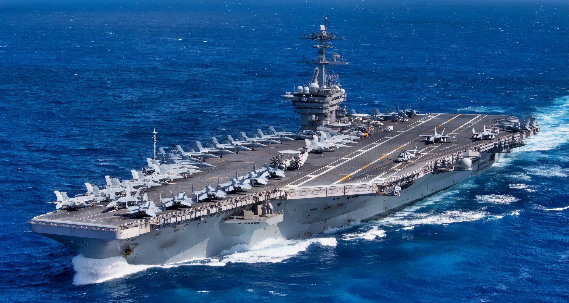 (Jan. 25, 2020) The aircraft carrier USS Theodore Roosevelt (CVN 71) transits the Pacific Ocean Jan. 25, 2020. The Theodore Roosevelt Carrier Strike Group is on a scheduled deployment to the Indo-Pacific. (U.S. Navy photo by Mass Communication Specialist Seaman Kaylianna Genier)