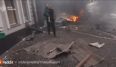 Moment of children's evacuation after the Russian strike on a kindergarten in Kharkiv