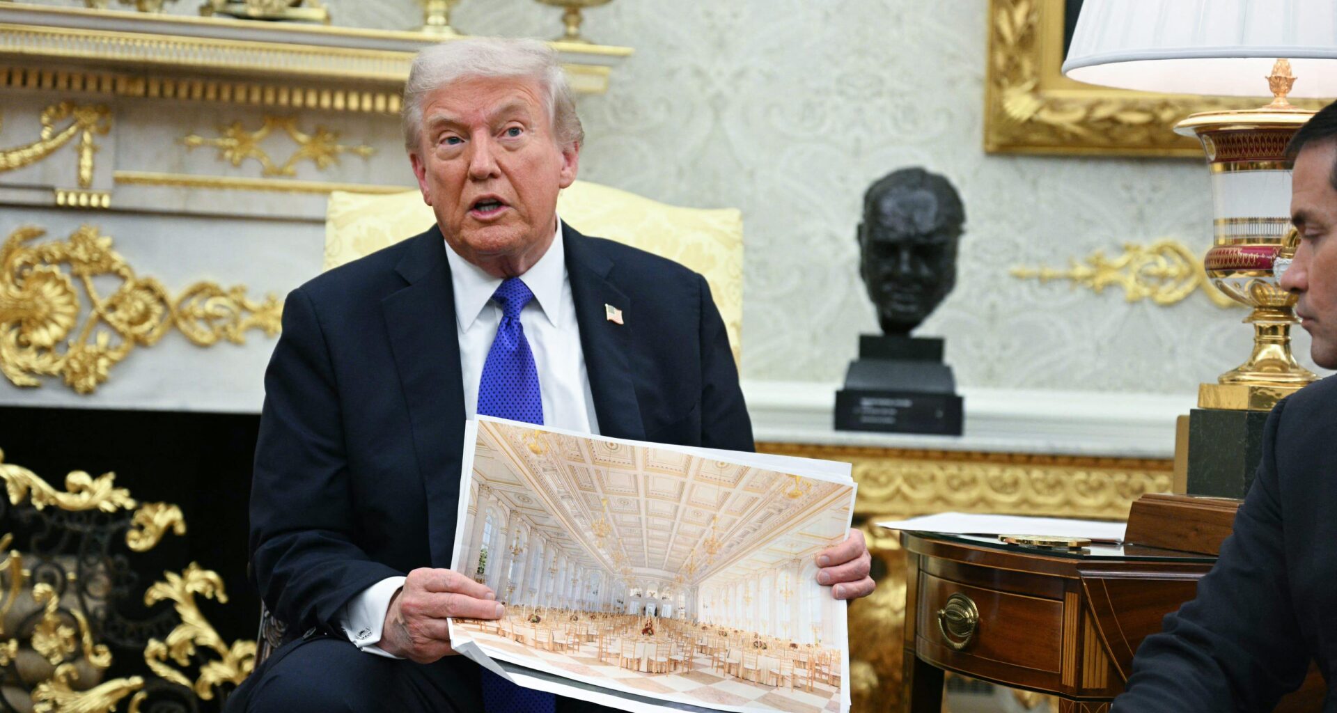 Trump waltzes into ballroom controversy with 'two geniuses' and an East Wing demolition