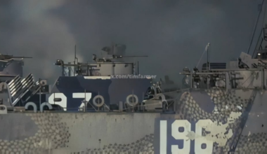 Upscaled and colorized footage from March 26th, 1945 of Aka Island, Okinawa being bombarded by over 4,000 rockets in less than a minute from 4 LSMs modified to carry 85 Mk51 automatic rocket launchers. Reload time was 1 to 2 hours. Minimal accuracy was overcame by pure volume. Source below.