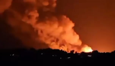 Huge fire ball caused by an air strike in Lebanon