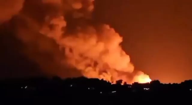 Huge fire ball caused by an air strike in Lebanon