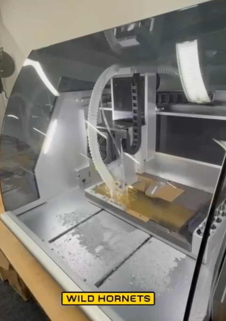 Wild Hornets drones are scaling production! The 3D printer farm has grown from seven last April to nearly 300—one of Ukraine's biggest. STING drone making has exploded to destroy the Shaheds. More parts are now made in-house with a bank of new CNC printers -- four funded by donors. Thank you!