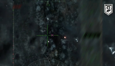 Russian assault platoon trying to advance during the night with the help of thermal cloaks