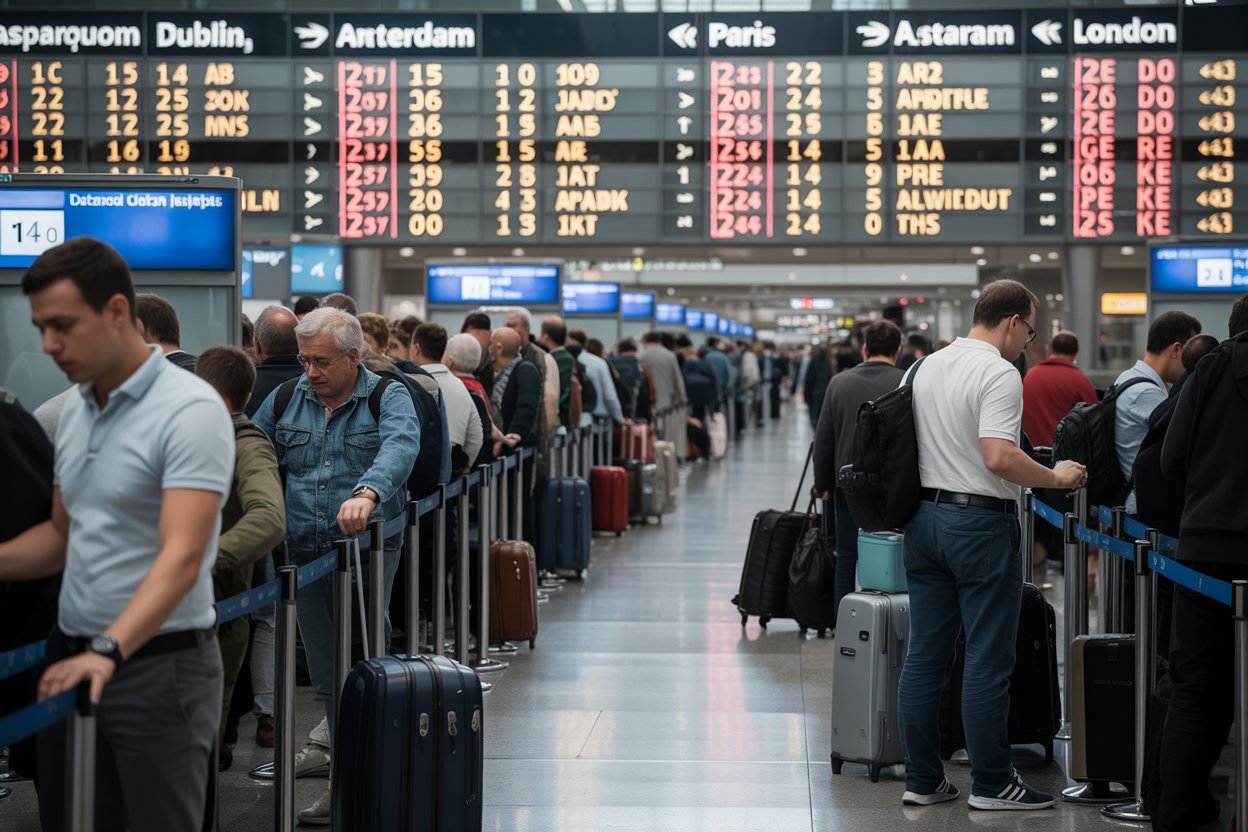 Thousands of passengers grounded in europe as lufthansa, sas, klm, icelandair, british, face 60 flight cancellations and 1840 delays in germany, norway, netherlands, iceland, uk, disrupting travel across reykjavik, oslo, amsterdam, glasgow, munich and more