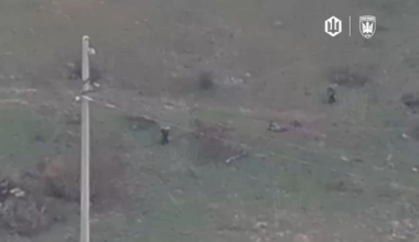 Two russian sodiers carrying ATGMs are struck by drones of Ukrainian Birds of Magyar