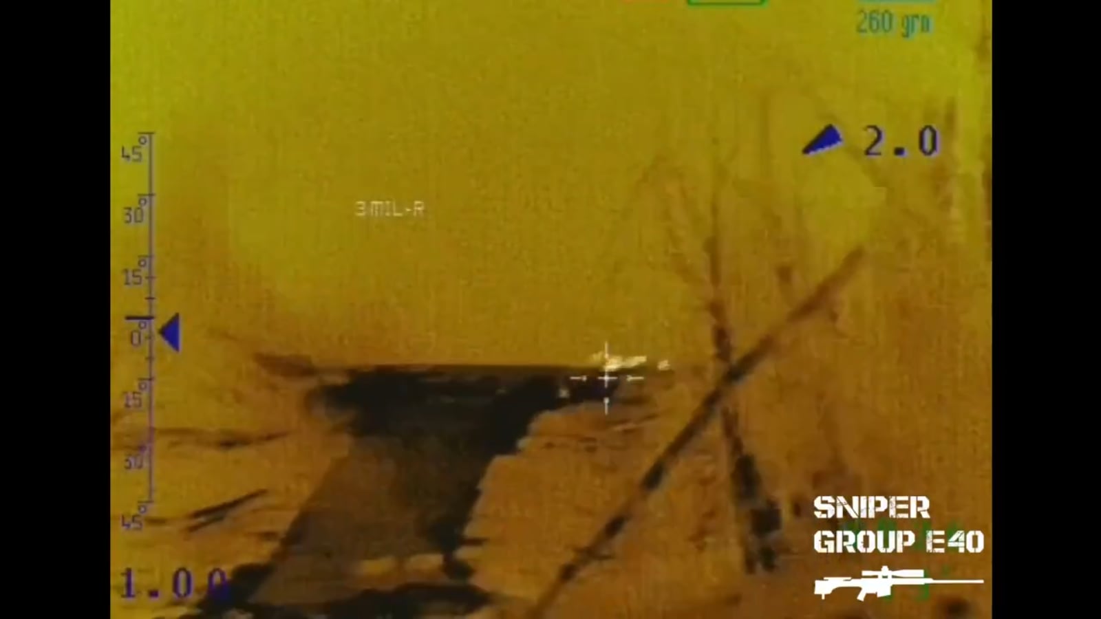 Ukrainian Sniper Group E40 target a Russian infantry group and hit 2 Russian soldiers with American Barrett MRAD sniper rifle from a distance of (claimed) ~1150 meters at night. Published 18.10.2025