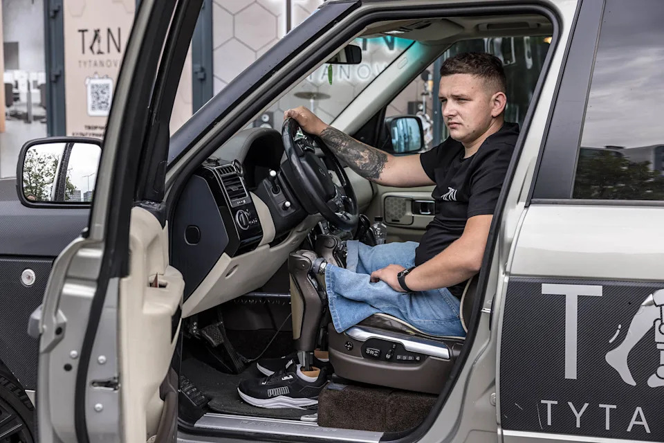 Alexander Tolochenko, 24, lost both legs above the knee in the fighting for Bakhmut in May 2023.