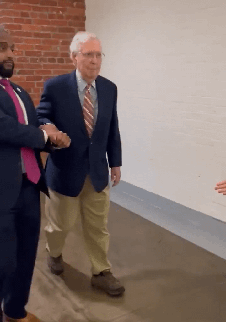 83 year old Senator Mitch McConnell just tripped and fell while being asked about ICE