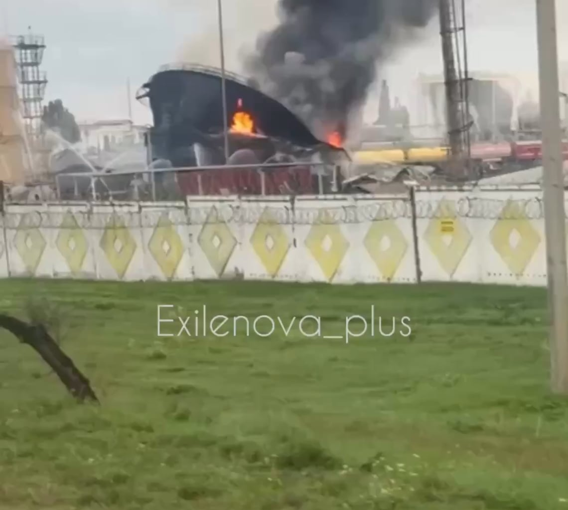 Aftermath of Ukrainian strike on oil depot in occupied Feodosia, day three. 09.10.2025