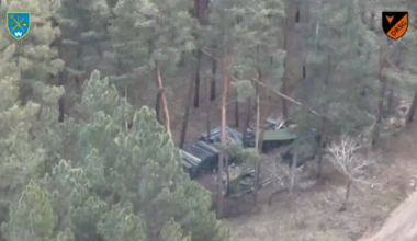 Drone footage by the Tactical Group Odesa showing an attack on a Russian Grad rocket field storage.