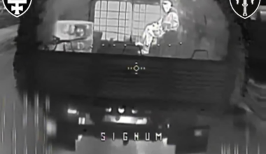 Ukrainian SIGNUM Battalion's fiber-optic FPV drones hit Russian MLRS, light vehicles and troop transport truck during the night. Lyman direction. 07.10.2025