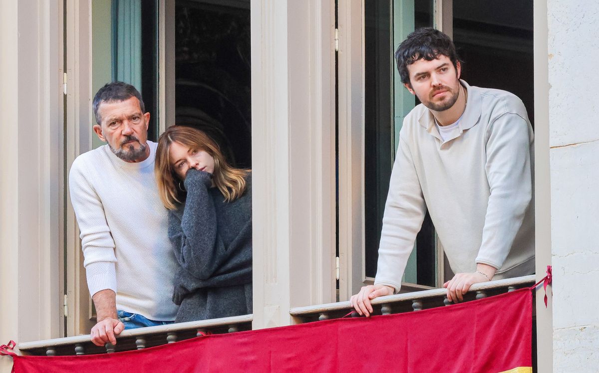 Antonio Banderas, Stella Banderas and Alex Gruszynski in Malaga, Spain.