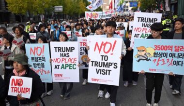 Thousands protest Trump policies in Seoul as summit approaches