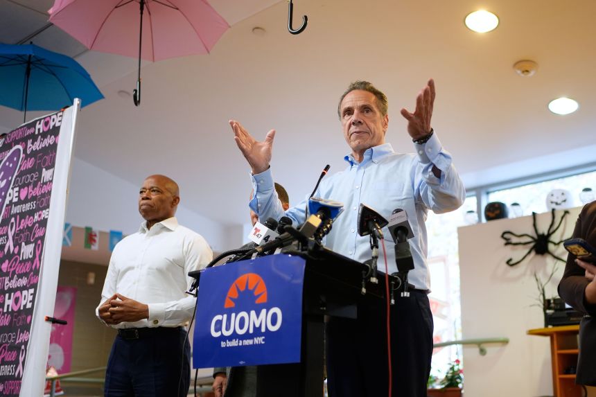 New York mayoral candidate Andrew Cuomo speaks during a campaign event at a senior center in The Bronx on Tuesday.