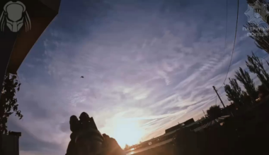 First-person footage of Ukrainian soldiers from the "Predator" brigade shooting down Russian FPV quads and "Molniya" fixed-wing loitering munitions using small arms in the Toretsk region. Donetsk Oblast.