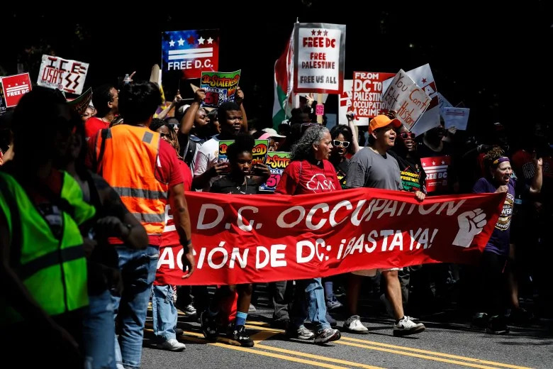 Protesters gathered on Sept. 6, 2025, in Washington to raise their voices against the federal government's efforts to increase control over the city's police department. The demonstration, titled "We Are All DC: A National March," saw participants marching from Meridian Hill Park to Freedom Plaza. 