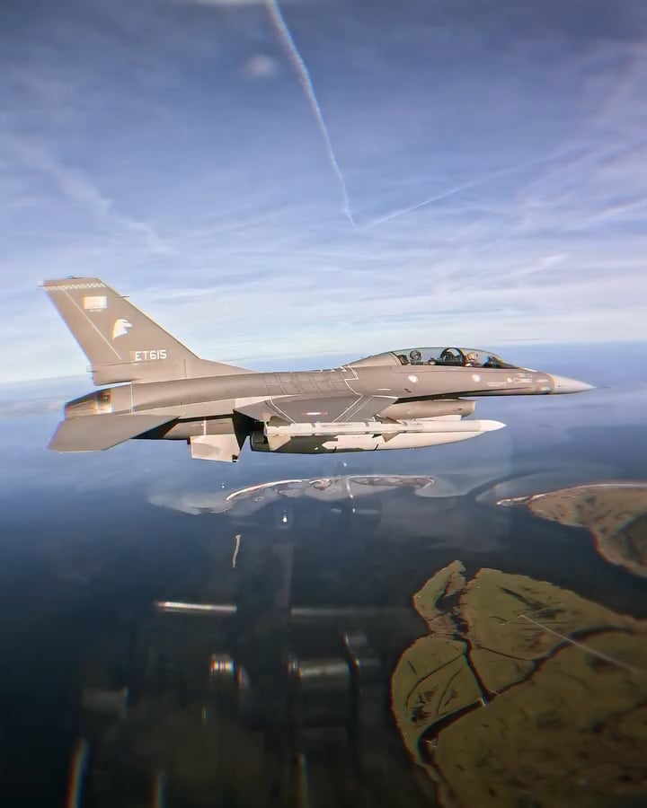 Denmark's Crown Prince Christian flew in an F-16 during military training, teased reporters he might want to fly one