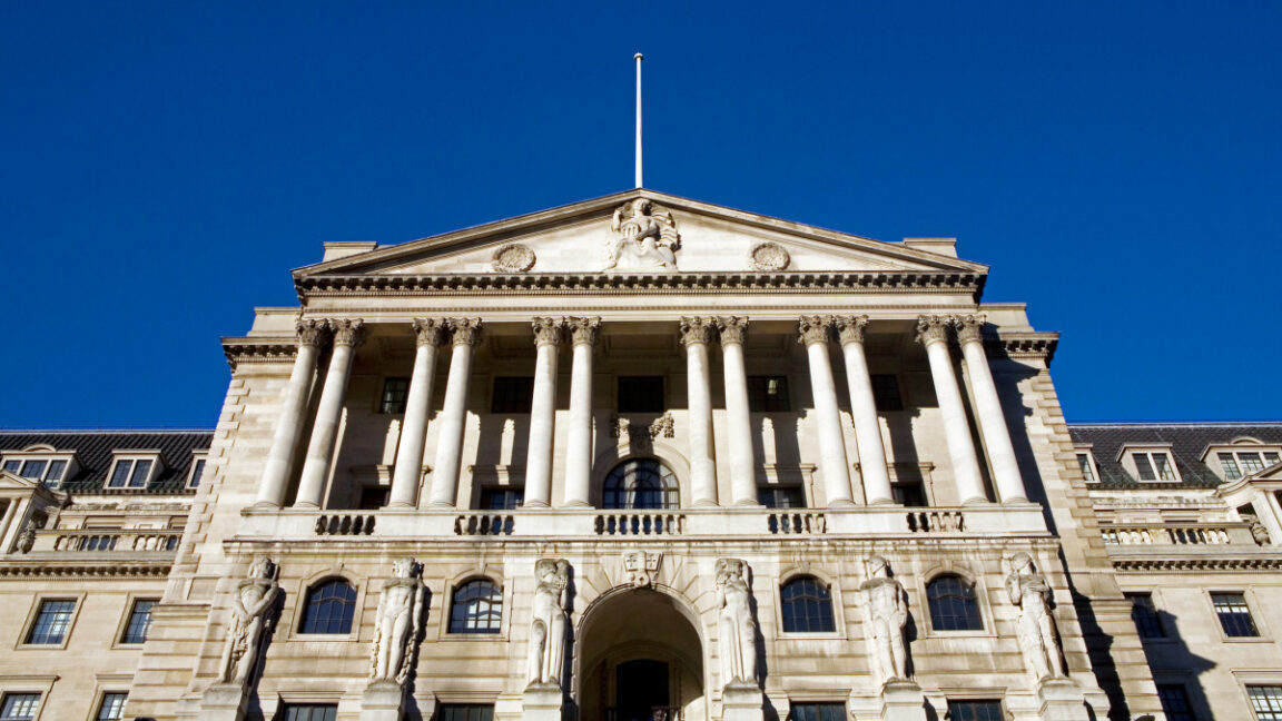 The Bank of England building in London.