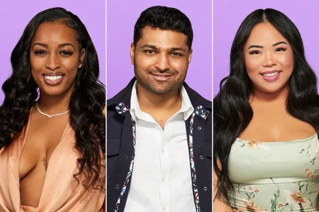Adam Rose/Netflix (3) Kalybriah, Rohan and Anna of 'Love Is Blind' season 9.