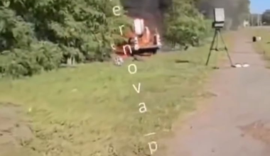 Russian soldier boasts about their new anti-drone EW system shortly before the EW system is destroyed by Ukrainian drones. (FPV music from source)