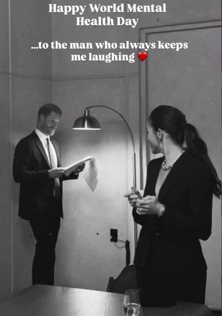 Meghan shares video of cute interaction with Harry on Insta to commemorate World Mental Health Day, "...to the man who always keeps me laughing ❤️" 🥰