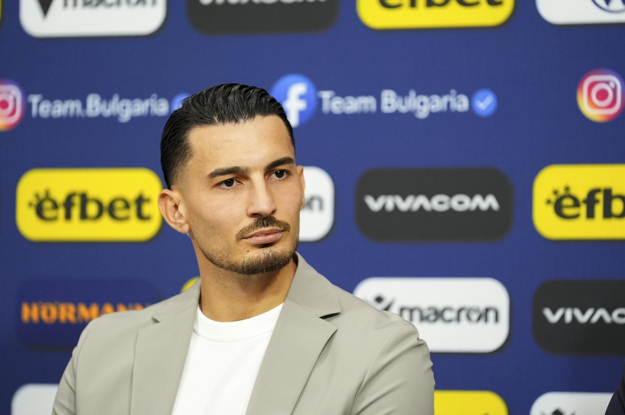 Ugurcan Cakir Goalkeeper of Türkiye attends the press conference at Vasil Levski National Stadium ahead of 2026 FIFA World Cup European Qualifiers Group E match between Bulgaria and Türkiye, in Sofia, Bulgaria on Oct. 10, 2025. (AA Photo)
