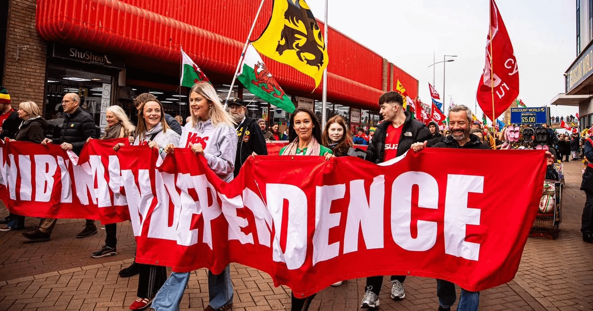Independence march in Rhyl today (Image: Yes Cymru)